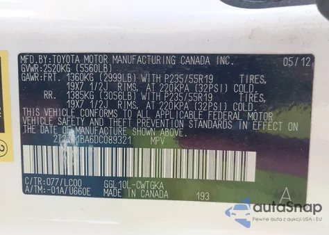 2013 Lexus Rx 350 из США, поврежденный, VIN 2T2ZK1BA6DC089321